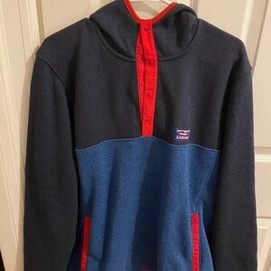 L.L. Bean Black and Red Hooded Fleece